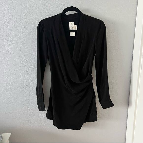 Free People Black Draped Wrap Playsuit Mini Dress - Picture 1 of 8